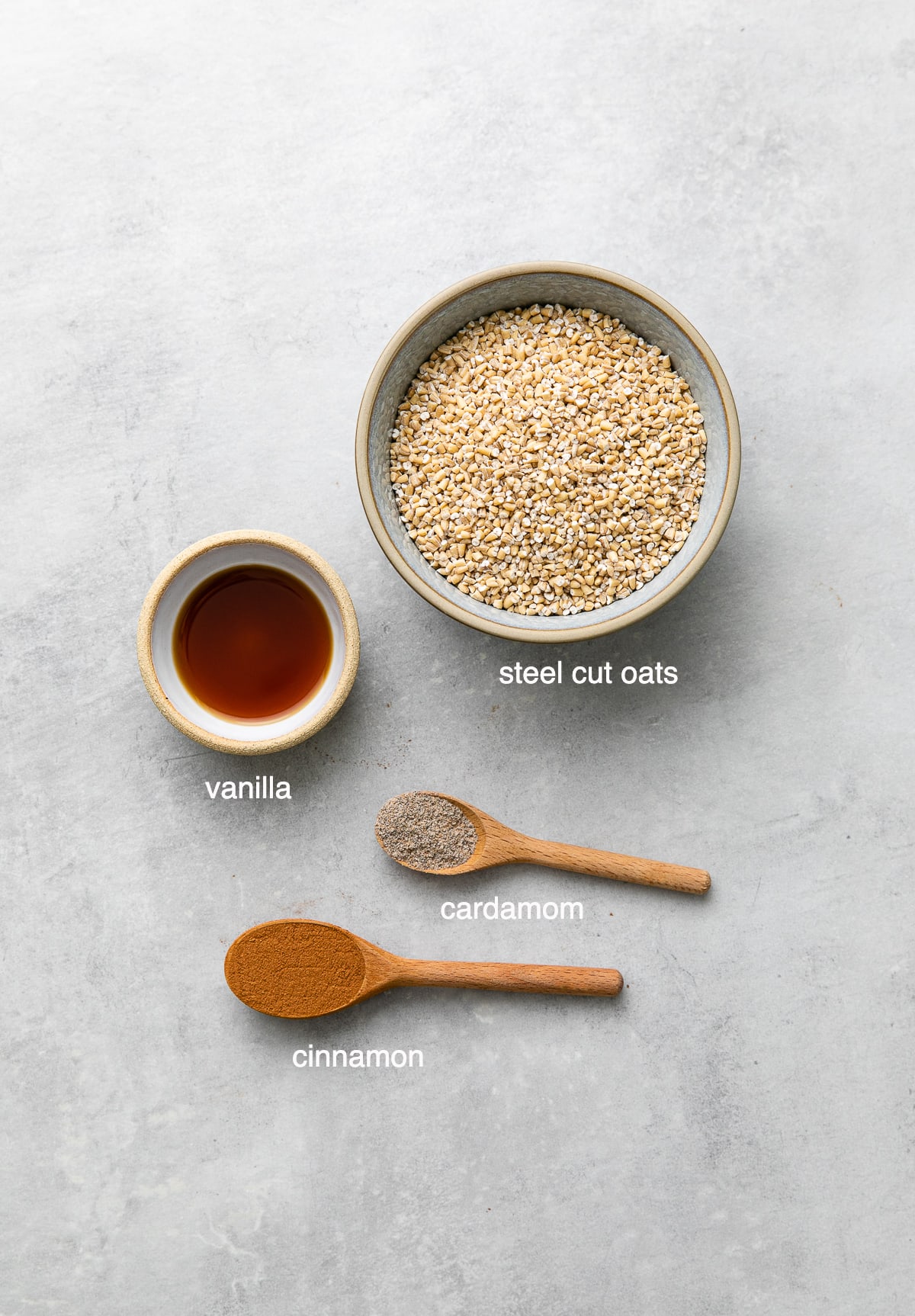 top down view of ingredients used to make the best Instant Pot steel cut oats.